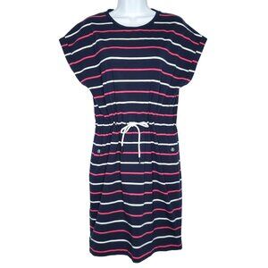 Barbour Womens Dress Sz 6 Small  Marloe Jersey Knit Navy Blue Pink White Striped